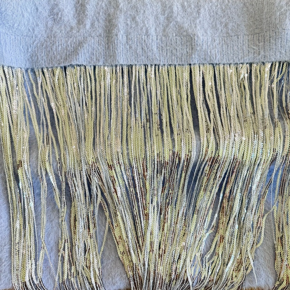 Anthropologie Sky Blue Midi Dress with Fringe - Picture 9 of 10
